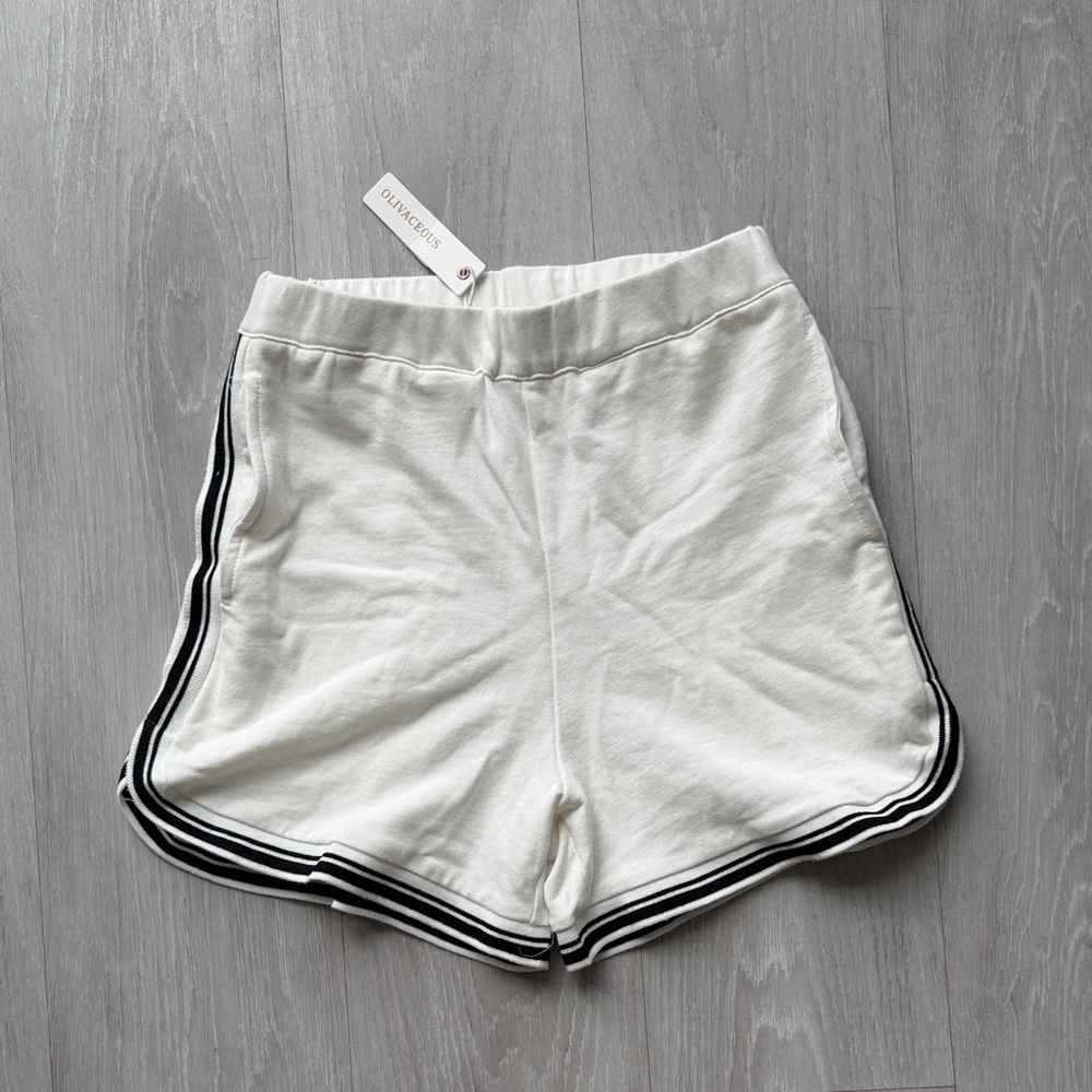Olivaceous Cream Lounge  Shorts with Black Trim